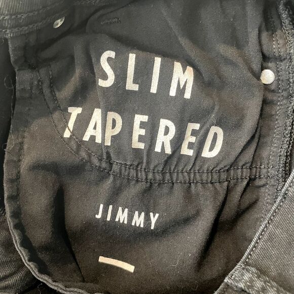 RIVER ISLAND Men's Mid-Rise Slim Tapered JIMMY Black Denim Jeans Size 30/32 x26 - Picture 6 of 16